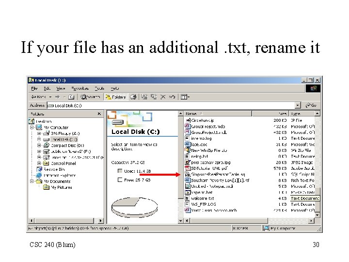 If your file has an additional. txt, rename it CSC 240 (Blum) 30 