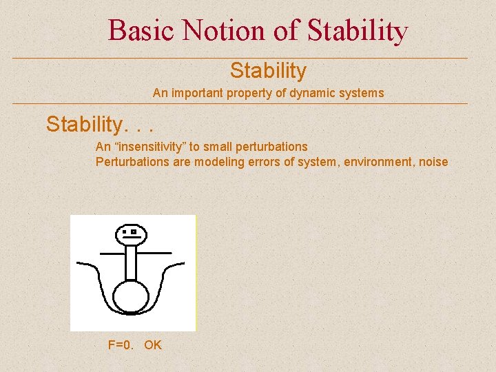 Basic Notion of Stability An important property of dynamic systems Stability. . . An