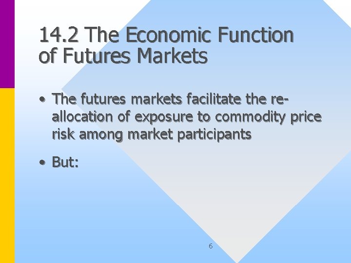 14. 2 The Economic Function of Futures Markets • The futures markets facilitate the