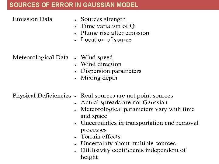 SOURCES OF ERROR IN GAUSSIAN MODEL 