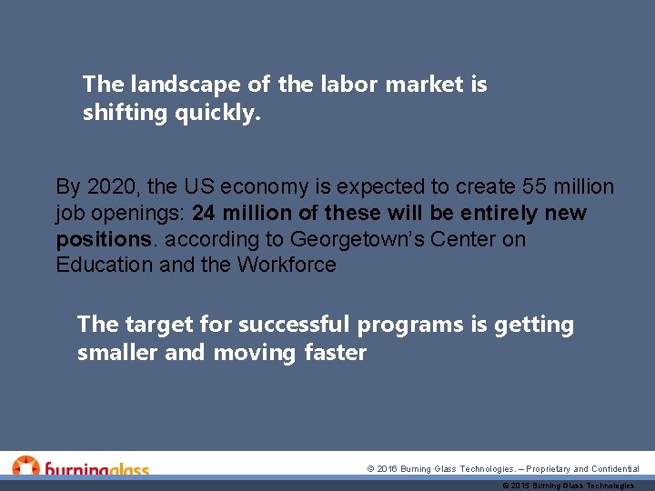 The landscape of the labor market is shifting quickly. By 2020, the US economy