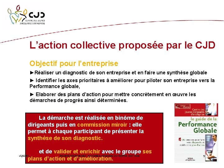 L’action collective proposée par le CJD Objectif pour l’entreprise ►Réaliser un diagnostic de son