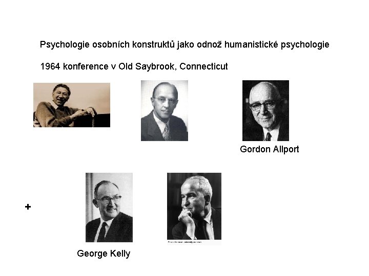 Psychologie osobních konstruktů jako odnož humanistické psychologie 1964 konference v Old Saybrook, Connecticut Gordon