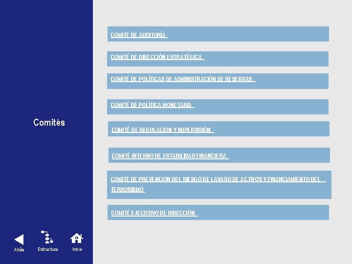 COMITÉ DE AUDITORÍA COMITÉ DE DIRECCIÓN ESTRATÉGICA COMITÉ DE POLÍTICAS DE ADMINISTRACIÓN DE RESERVAS