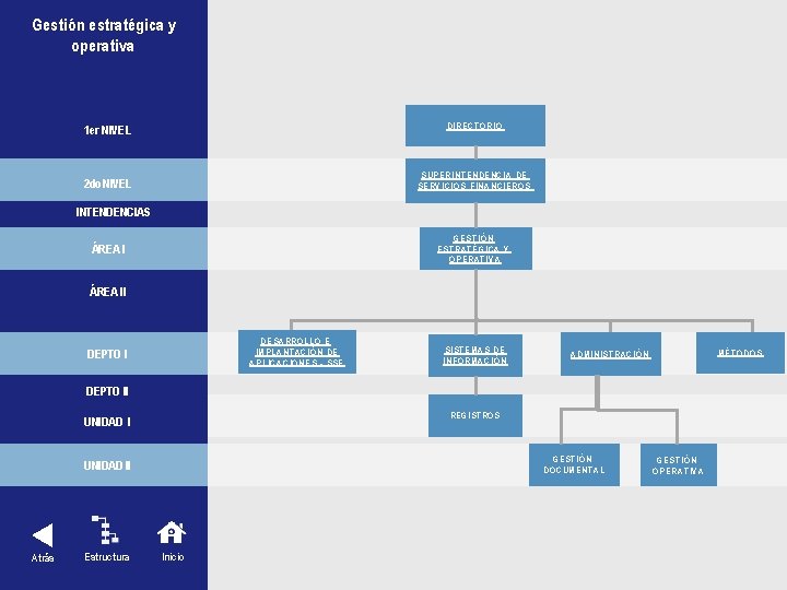 Gestión estratégica y operativa DIRECTORIO 1 er NIVEL SUPERINTENDENCIA DE SERVICIOS FINANCIEROS 2 do