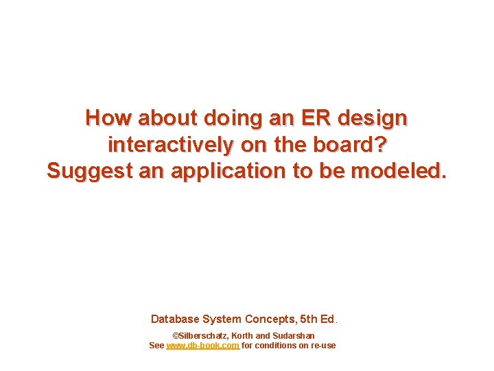 How about doing an ER design interactively on the board? Suggest an application to