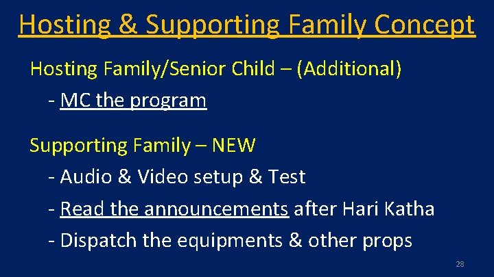 Hosting & Supporting Family Concept Hosting Family/Senior Child – (Additional) - MC the program