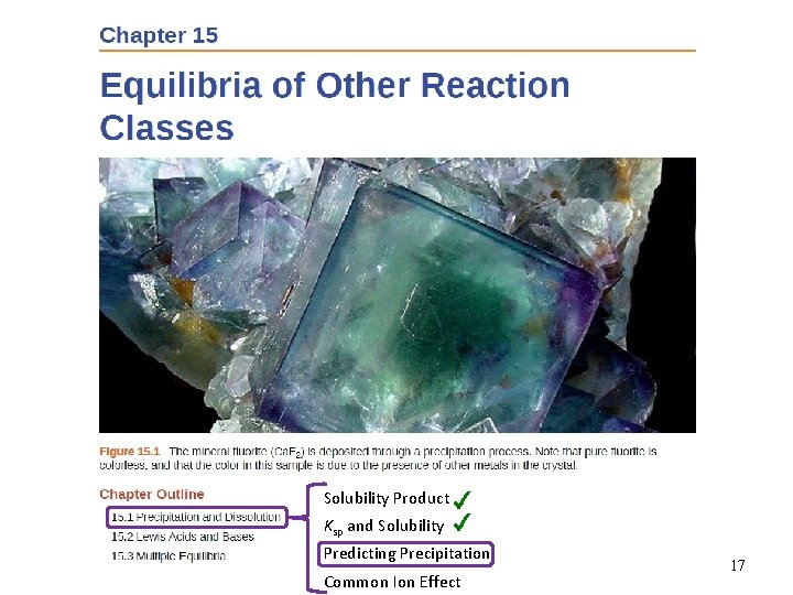 Solubility Product Ksp and Solubility Predicting Precipitation Common Ion Effect 17 