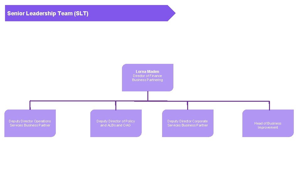 Senior Leadership Team (SLT) Lorna Maden Director of Finance Business Partnering Deputy Director Operations