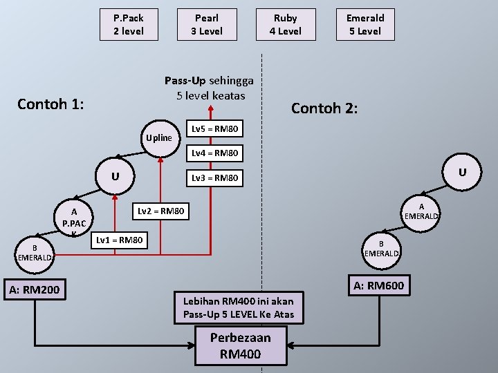 P. Pack 2 level Pearl 3 Level Ruby 4 Level Pass-Up sehingga 5 level