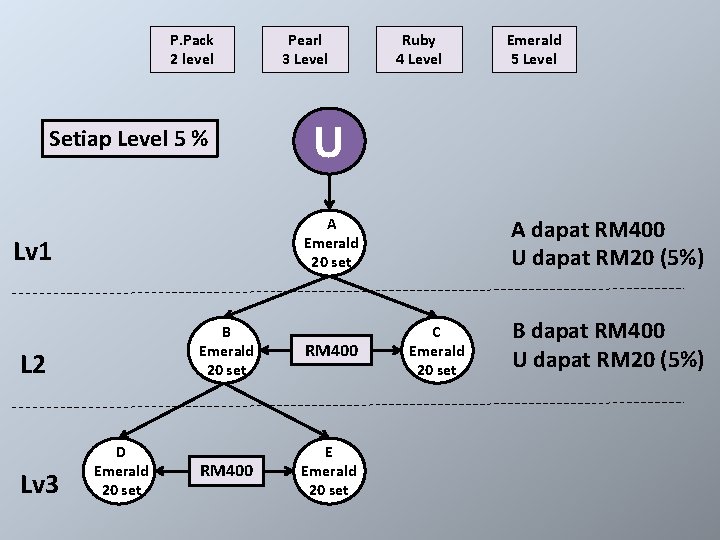 P. Pack 2 level Setiap Level 5 % Ruby 4 Level L 2 D