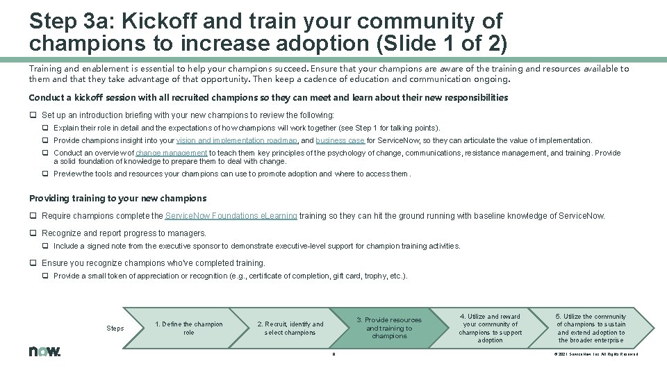 Step 3 a: Kickoff and train your community of champions to increase adoption (Slide