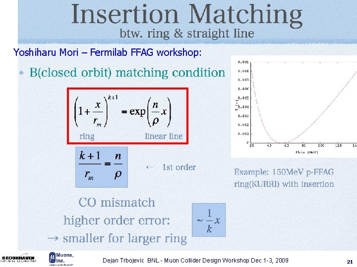 Yoshiharu Mori – Fermilab FFAG workshop: Dejan Trbojevic BNL - Muon Collider Design Workshop