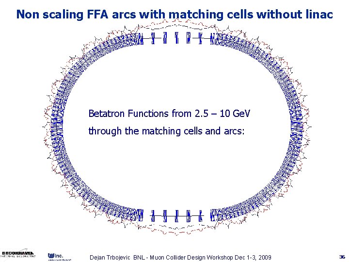 Non scaling FFA arcs with matching cells without linac Betatron Functions from 2. 5