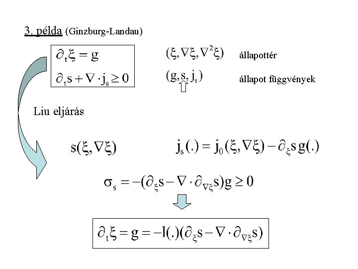 3. példa (Ginzburg-Landau) állapottér állapot függvények Liu eljárás 