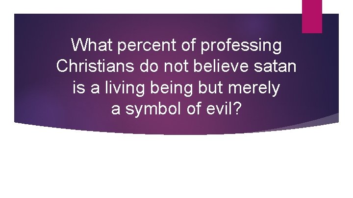 What percent of professing Christians do not believe satan is a living being but