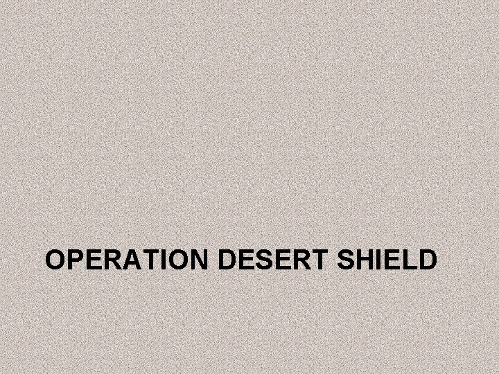 OPERATION DESERT SHIELD 