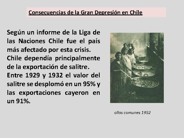 Consecuencias de la Gran Depresión en Chile Según un informe de la Liga de