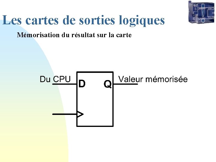 Les cartes de sorties logiques Mémorisation du résultat sur la carte 