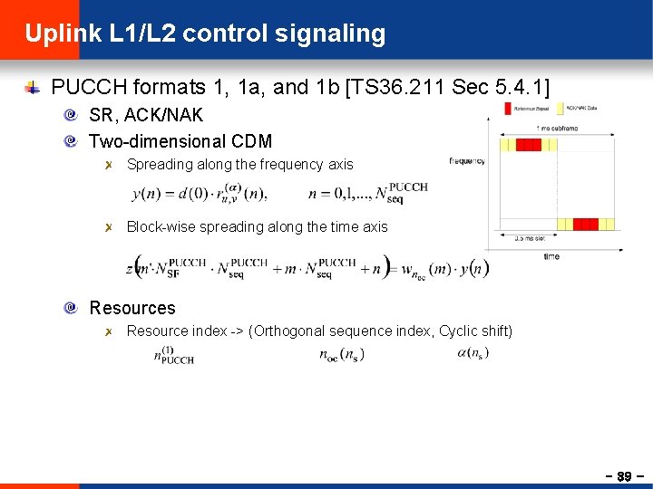 Uplink L 1/L 2 control signaling PUCCH formats 1, 1 a, and 1 b