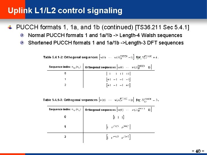 Uplink L 1/L 2 control signaling PUCCH formats 1, 1 a, and 1 b