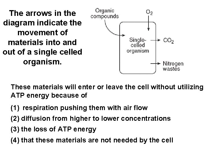 The arrows in the diagram indicate the movement of materials into and out of