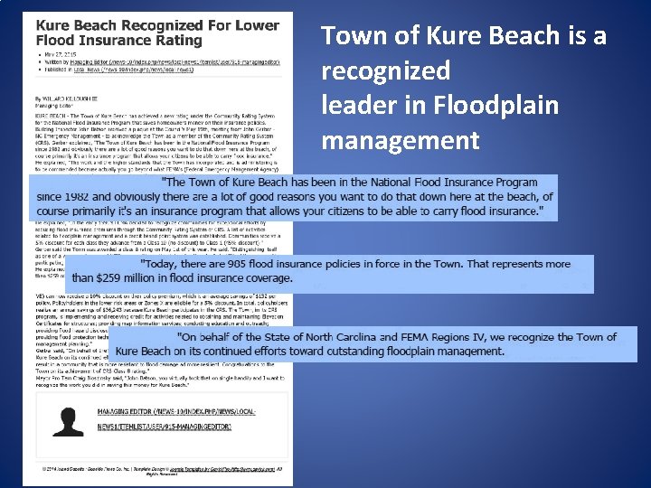 Town of Kure Beach is a recognized leader in Floodplain management 