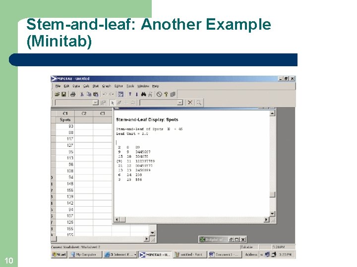 Stem-and-leaf: Another Example (Minitab) 10 