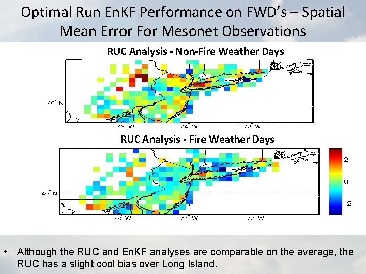 Optimal Run En. KF Performance on FWD’s – Spatial Mean Error For Mesonet Observations