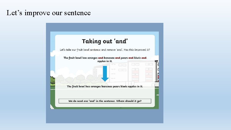 Let’s improve our sentence 