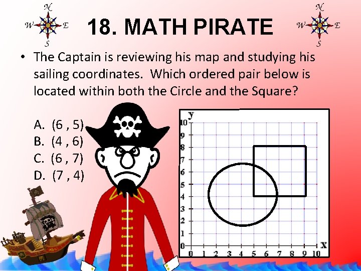 18. MATH PIRATE • The Captain is reviewing his map and studying his sailing