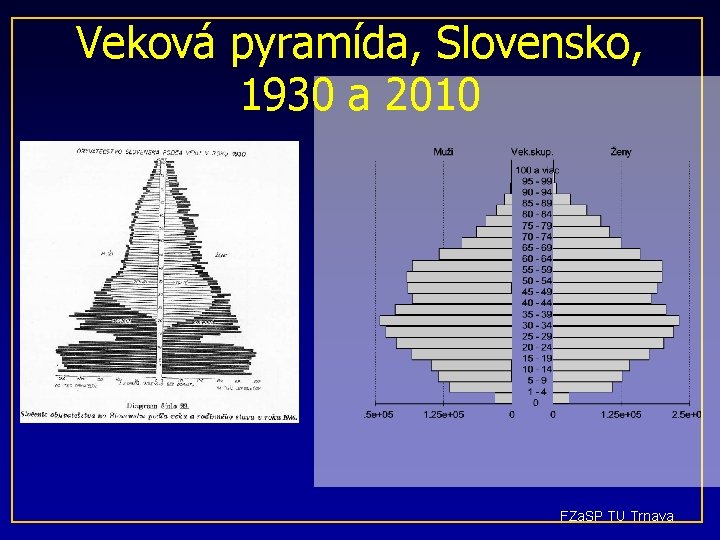 Veková pyramída, Slovensko, 1930 a 2010 FZa. SP TU Trnava 