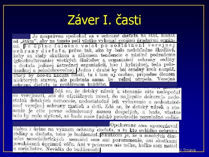 Záver I. časti FZa. SP TU Trnava 