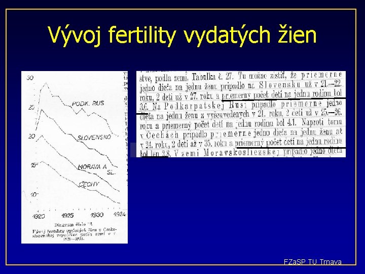 Vývoj fertility vydatých žien FZa. SP TU Trnava 