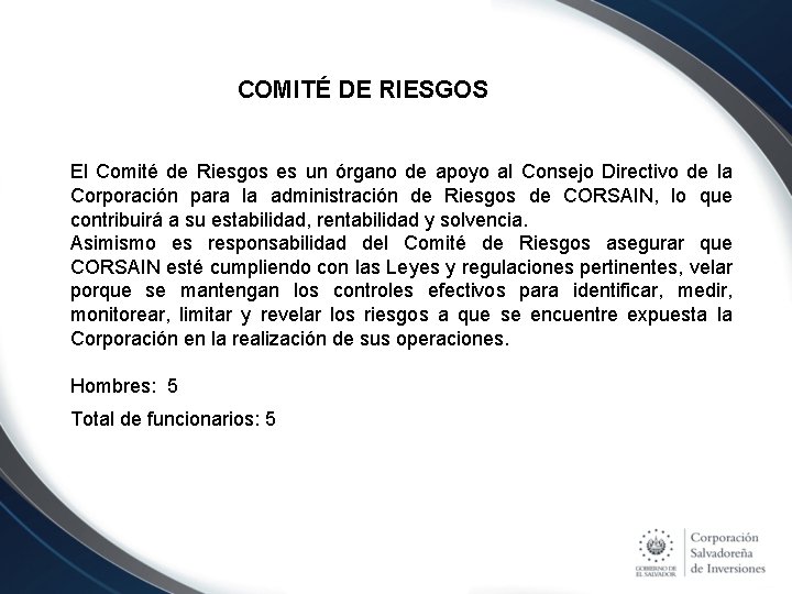 COMITÉ DE RIESGOS El Comité de Riesgos es un órgano de apoyo al Consejo