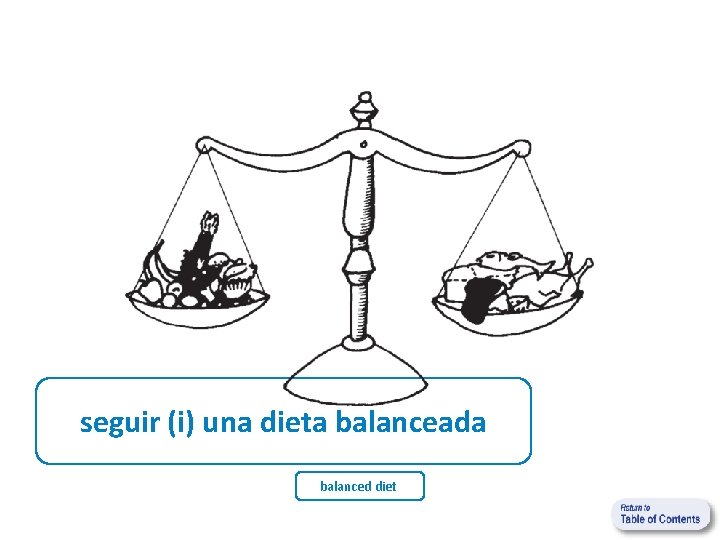seguir (i) una dieta balanceada balanced diet 