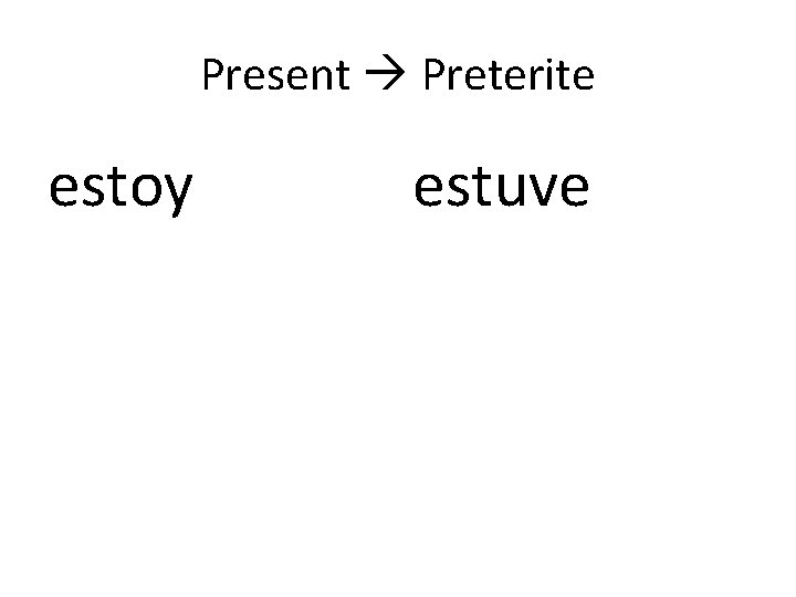 Present Preterite estoy estuve 