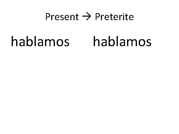 Present Preterite hablamos 