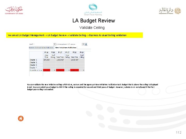 LA Budget Review Validate Ceiling We are at LA Budget Management -> LA Budget