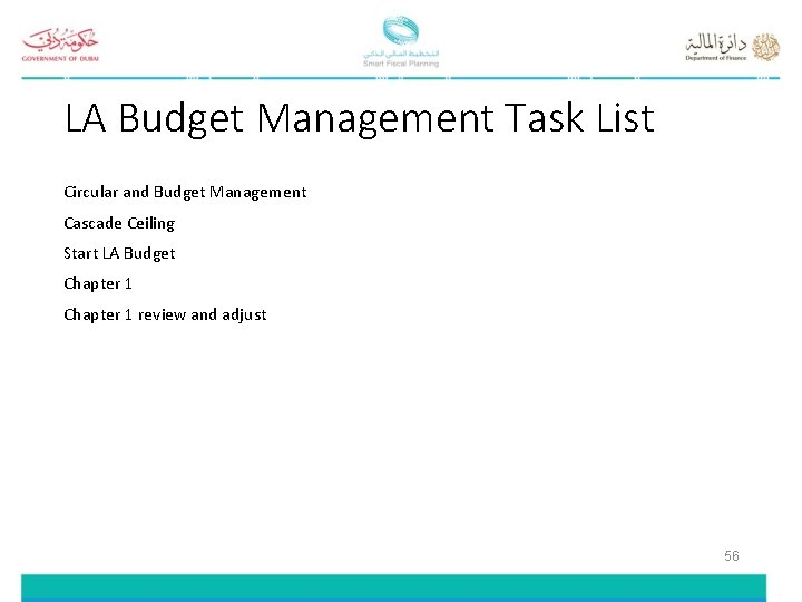 LA Budget Management Task List Circular and Budget Management Cascade Ceiling Start LA Budget