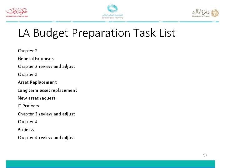 LA Budget Preparation Task List Chapter 2 General Expenses Chapter 2 review and adjust