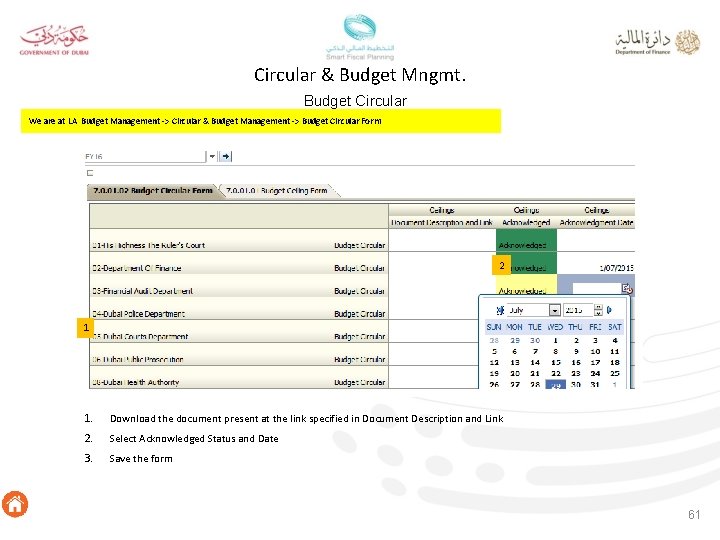 Circular & Budget Mngmt. Budget Circular We are at LA Budget Management -> Circular