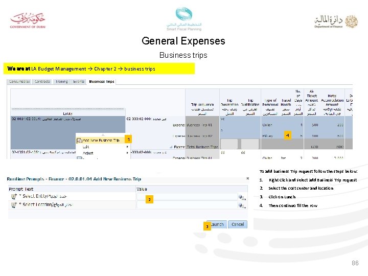 General Expenses Business trips We are at LA Budget Management Chapter 2 business trips