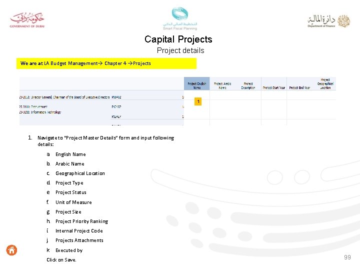 Capital Projects Project details We are at LA Budget Management Chapter 4 Projects 1