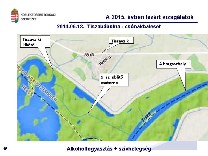 A 2015. évben lezárt vizsgálatok 2014. 06. 18. Tiszabábolna - csónakbaleset Tiszavalki kikötő Tiszavalk
