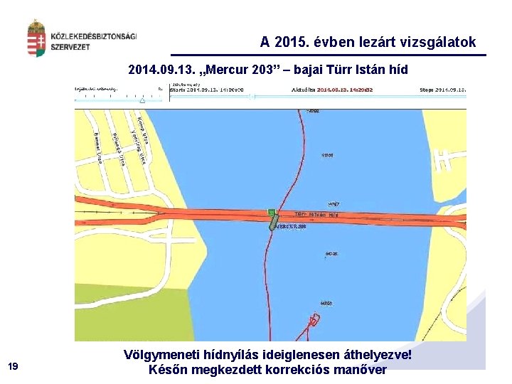 A 2015. évben lezárt vizsgálatok 2014. 09. 13. „Mercur 203” – bajai Türr Istán