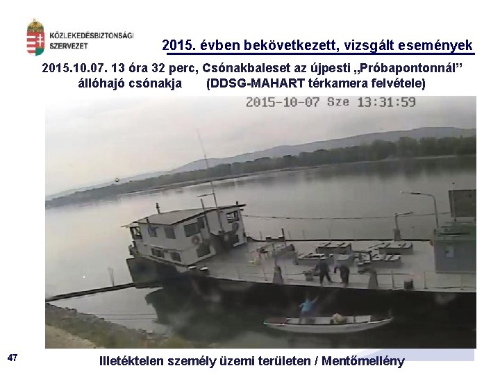 2015. évben bekövetkezett, vizsgált események 2015. 10. 07. 13 óra 32 perc, Csónakbaleset az