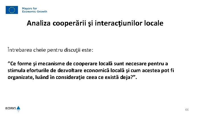 Analiza cooperării şi interacţiunilor locale Întrebarea cheie pentru discuţii este: “Ce forme şi mecanisme