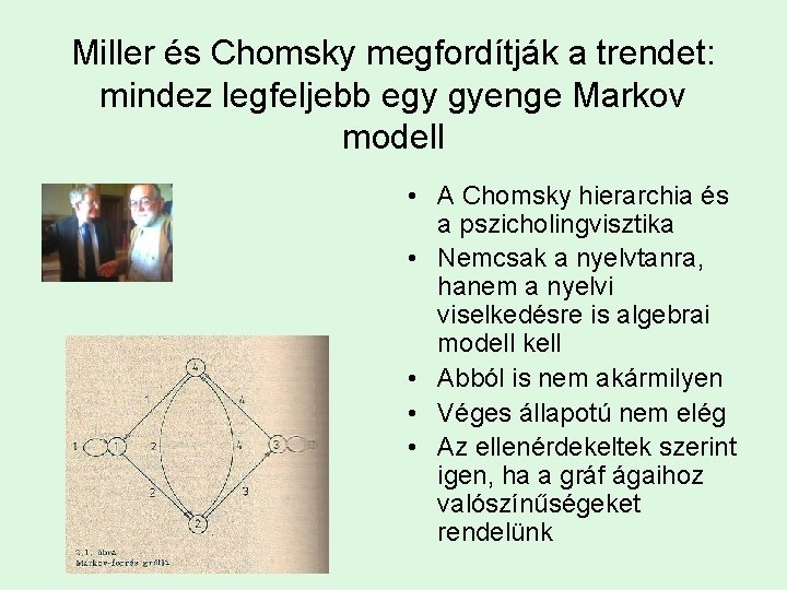 Miller és Chomsky megfordítják a trendet: mindez legfeljebb egy gyenge Markov modell • A