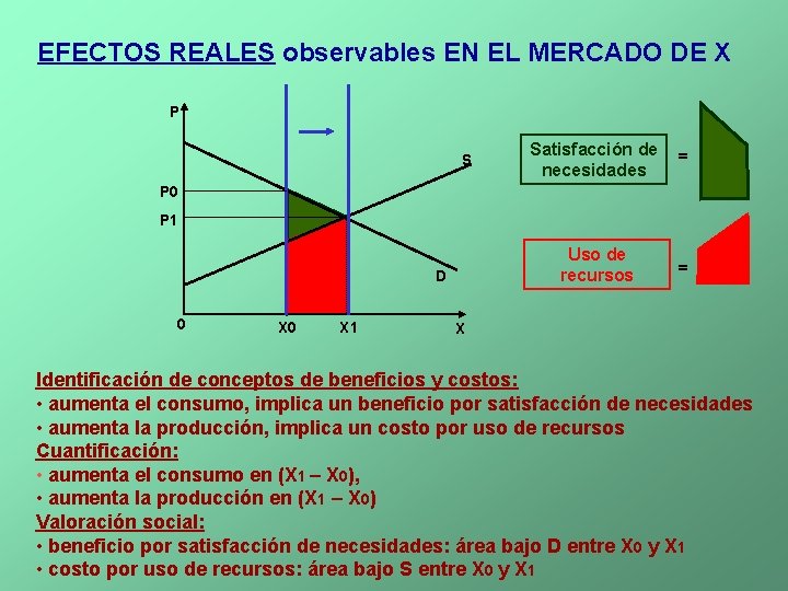 EFECTOS REALES observables EN EL MERCADO DE X P S Satisfacción de necesidades =